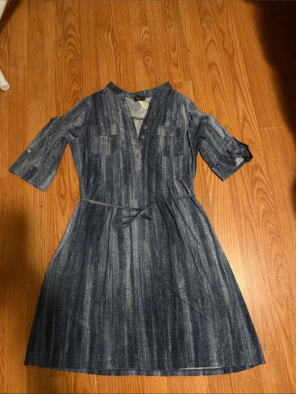Women’s Blue Stripe Shirtdress with Tie Waist